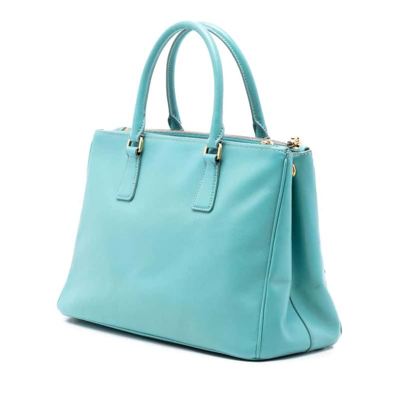Prada Medium Saffiano Lux Galleria Double Zip Satchel Blue Leather Very good condition - Back View