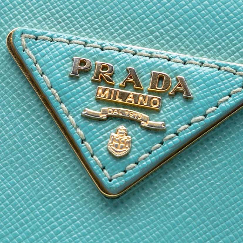 Prada Medium Saffiano Lux Galleria Double Zip Satchel Blue Leather Very good condition - Box View