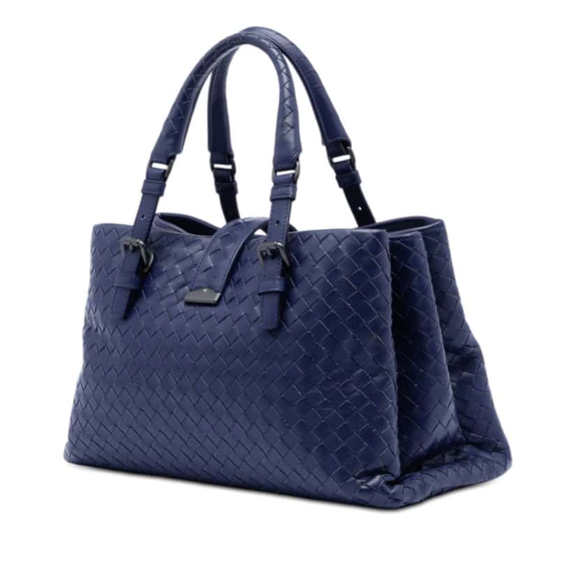 Bottega Veneta Small Nappa Intrecciato Roma Satchel Blue Leather Very good condition - Back View