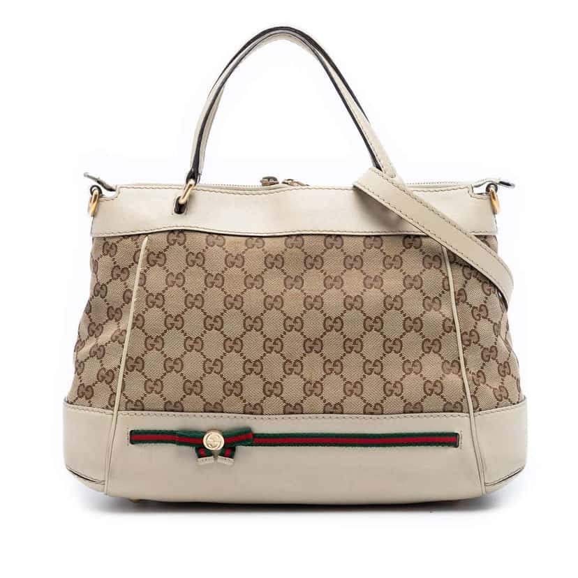 Gucci GG Canvas Web Mayfair Satchel Beige Canvas Very good condition - Front View