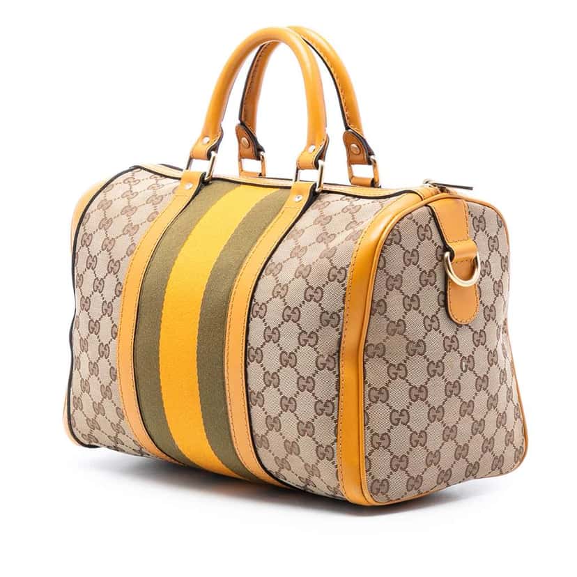 Gucci Medium GG Canvas Web Joy Boston Bag Beige Very good condition - Back View