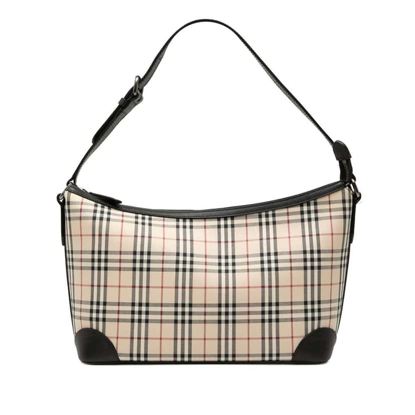 Burberry House Check Canvas Shoulder Bag Beige Canvas Very good condition - Front View