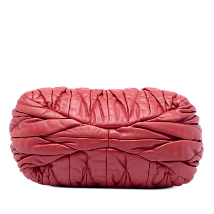 Miu Miu Matelasse Lux Lambskin Bauletto Aperto Satchel Red Leather Very good condition - Inside View