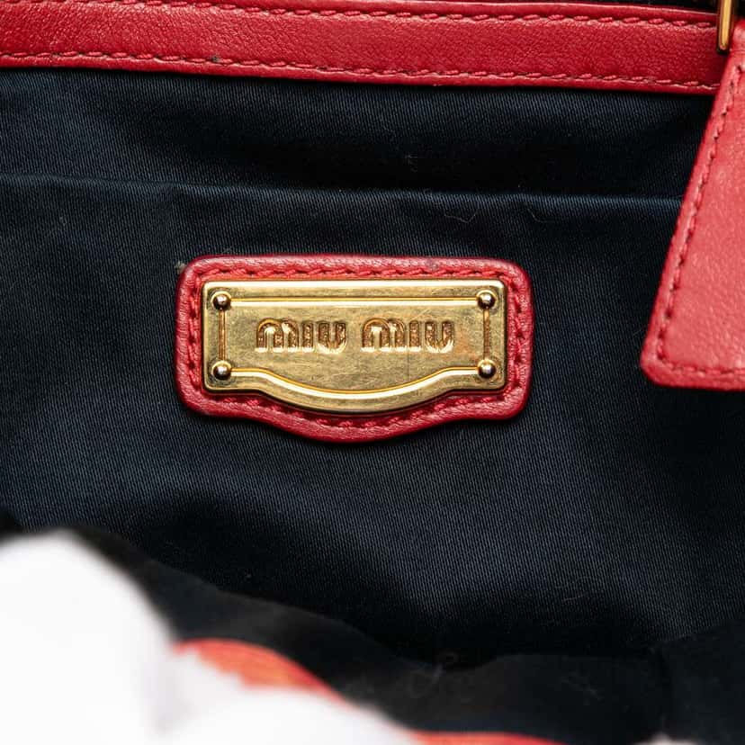 Miu Miu Matelasse Lux Lambskin Bauletto Aperto Satchel Red Leather Very good condition - Box View