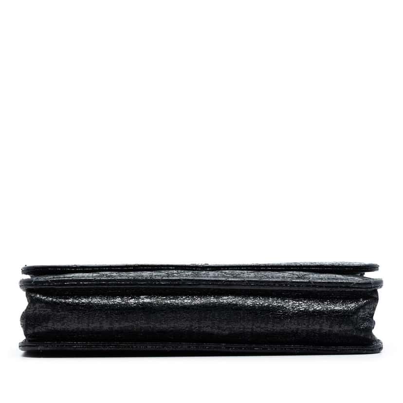 Chanel CC Quilted Crinkled Patent Wallet On Chain Black Leather Very good condition - Inside View