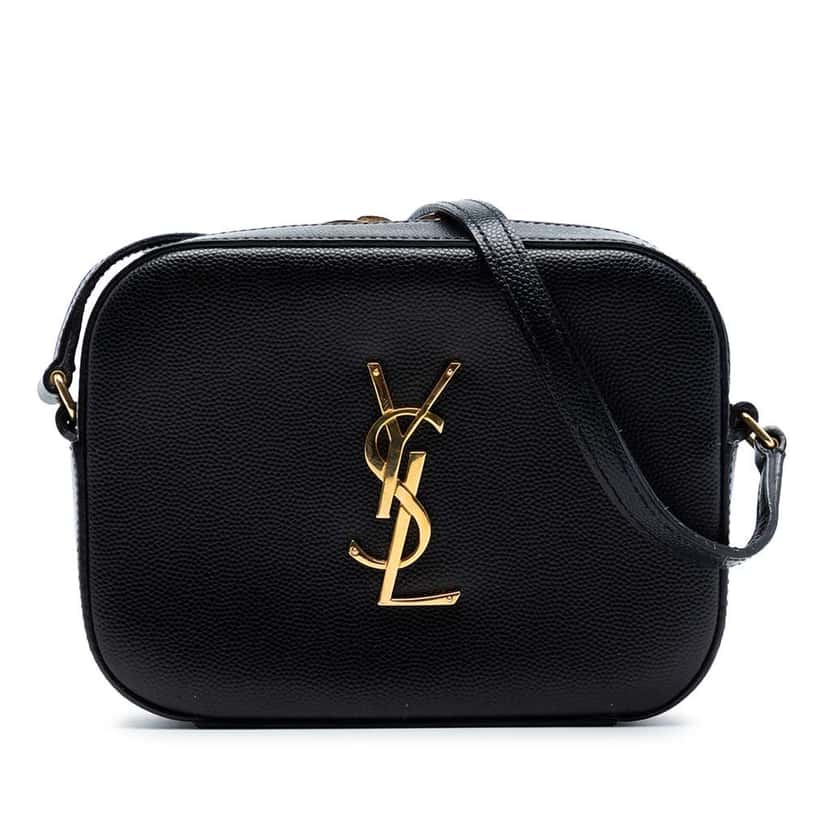 Saint Laurent Small Grain De Poudre Classic Monogram Camera Bag Black Leather Very good condition - Front View