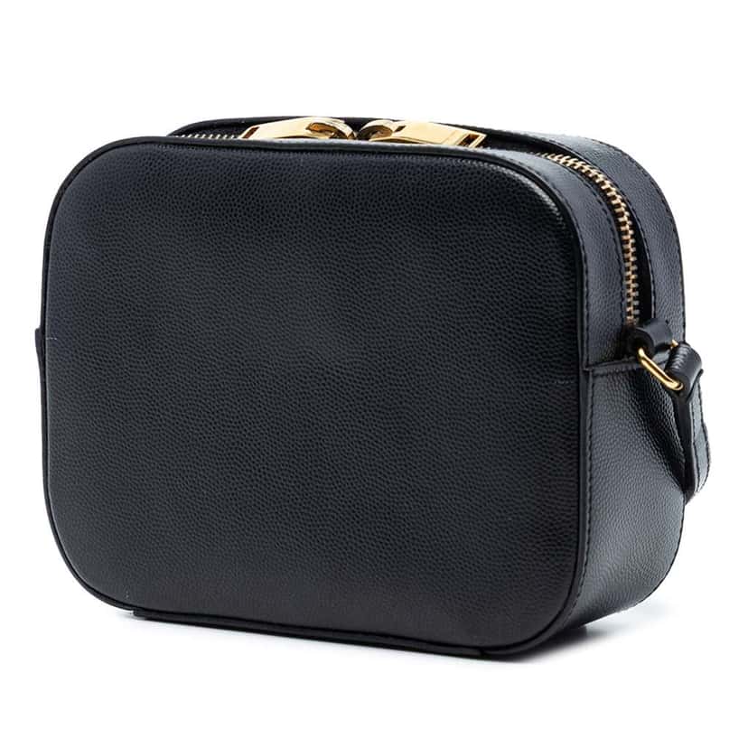 Saint Laurent Small Grain De Poudre Classic Monogram Camera Bag Black Leather Very good condition - Back View