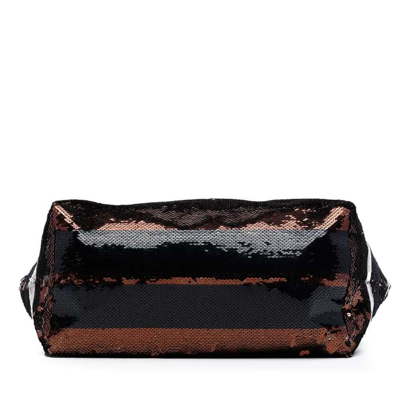 Prada Sequined Satin Stripes Tote Brown Satin Very good condition - Inside View