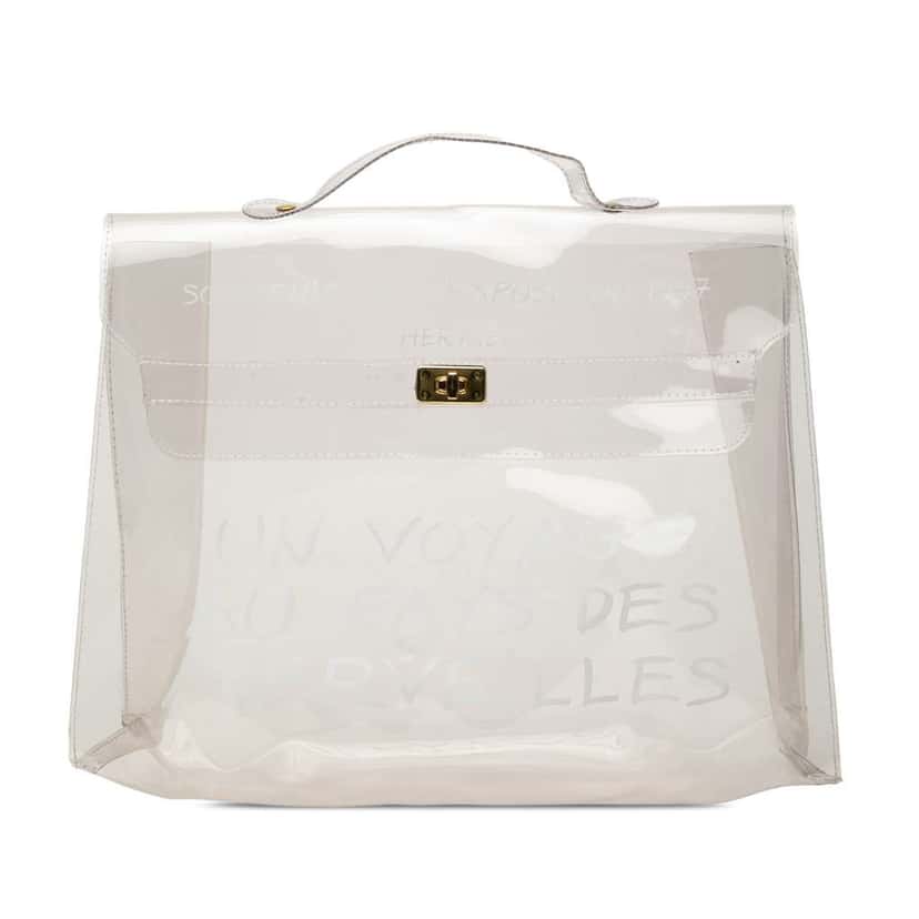 Hermès Vinyl Souvenir De L Exposition Kelly Handbag White Very good condition - Front View