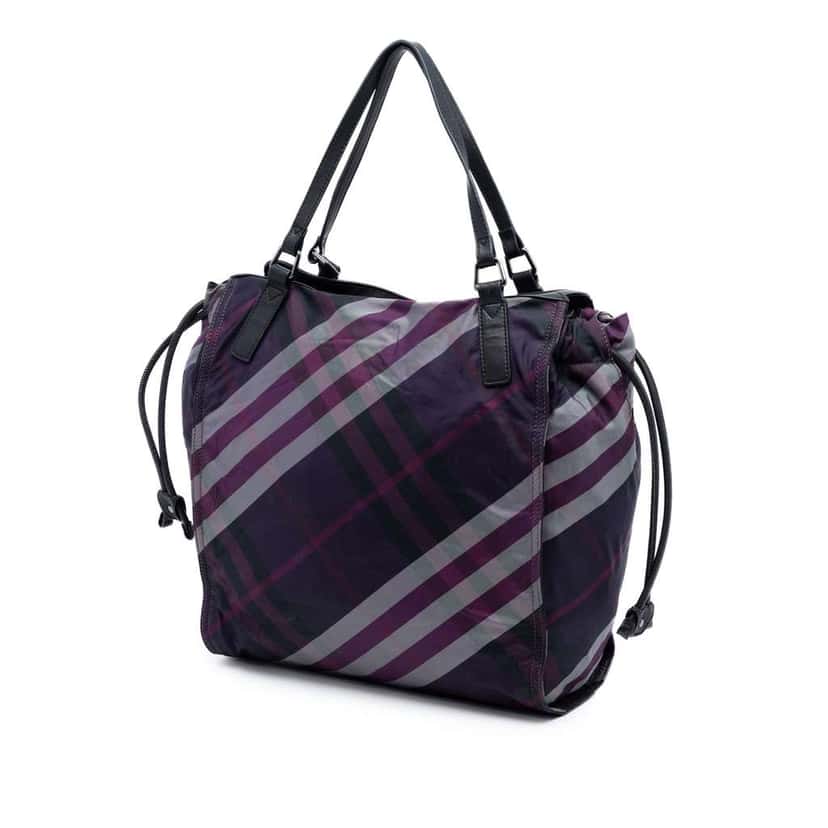 Burberry Supernova Check Nylon Buckleigh Tote Purple Very good condition - Back View