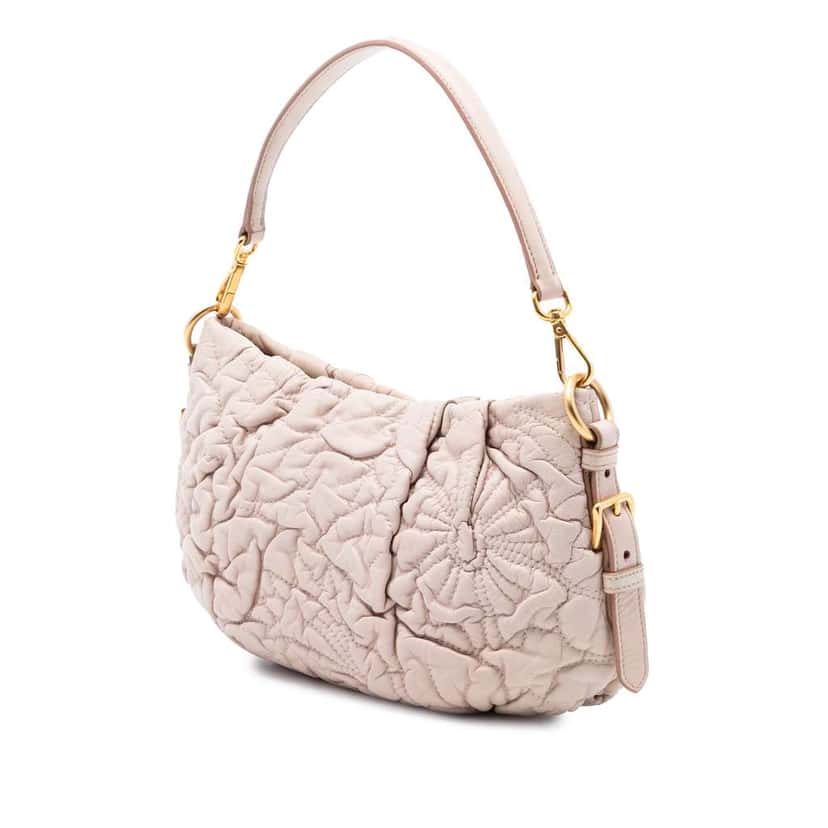 Prada Nappa Stitched Shoulder Bag Pink Leather Very good condition - Back View