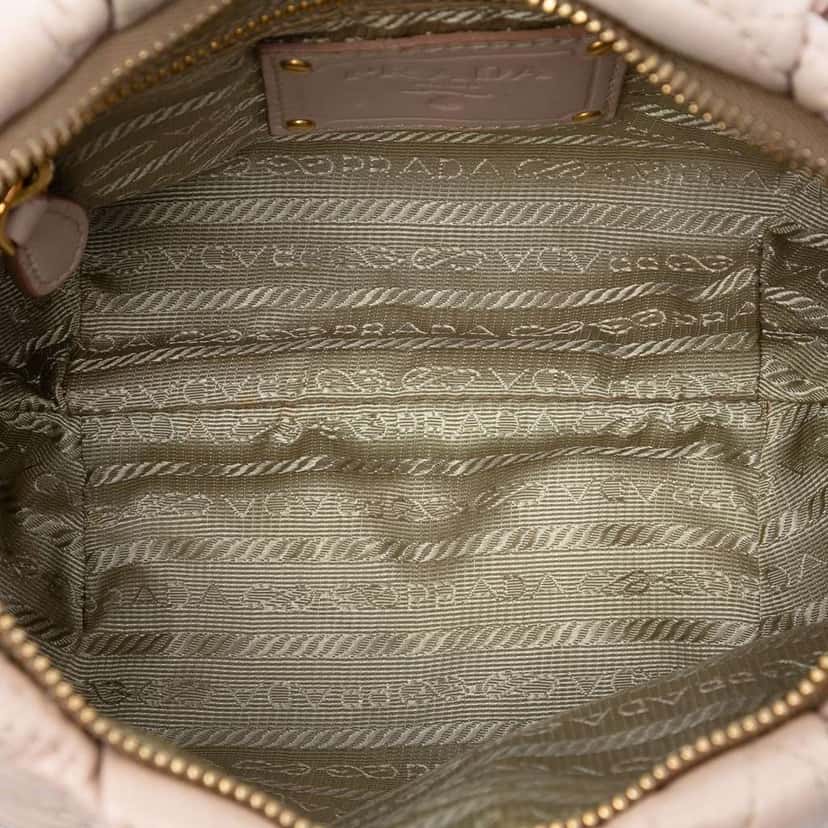 Prada Nappa Stitched Shoulder Bag Pink Leather Very good condition - Model View