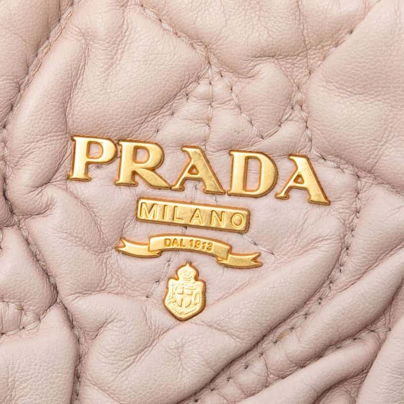 Prada Nappa Stitched Shoulder Bag Pink Leather Very good condition - Box View