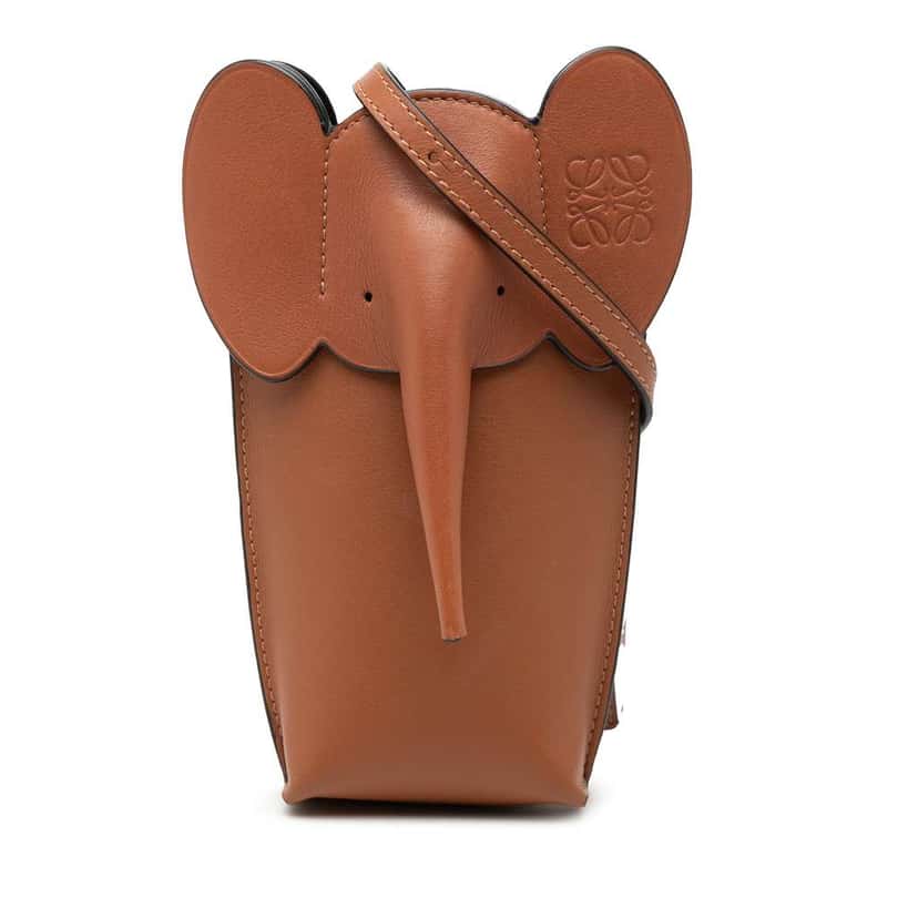 Loewe Leather Elephant Pocket Crossbody Brown Leather Very good condition - Front View