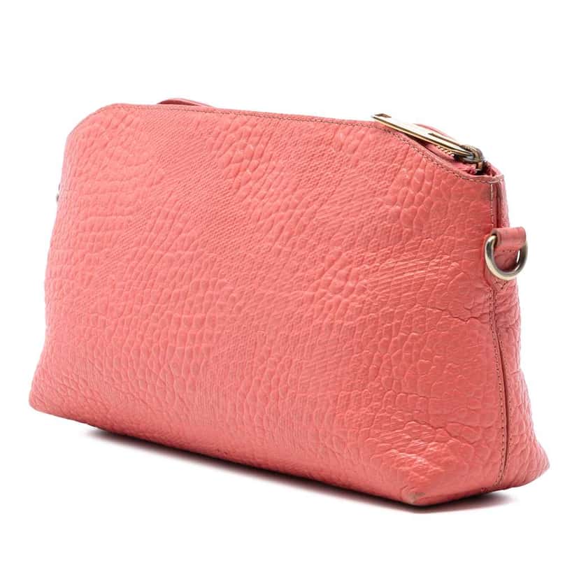 Burberry Small Grain Check Embossed Leather Chichester Crossbody Pink Leather Very good condition - Back View