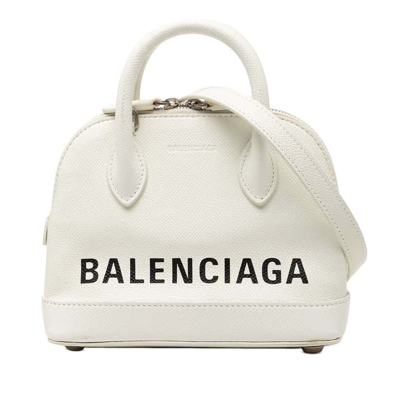 Balenciaga XXS Calfskin Ville Top Handle Bag White Leather Very good condition - Front View