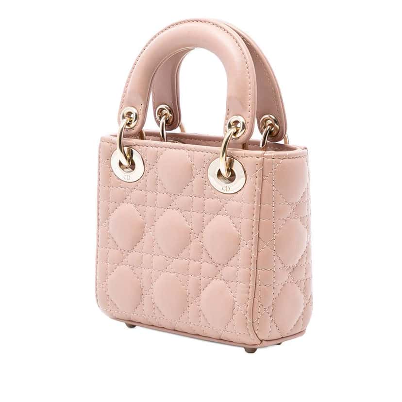 Dior Micro Lambskin Cannage Lady Dior Brown Leather Very good condition - Back View