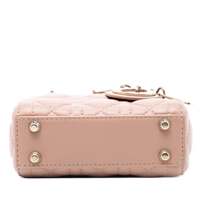 Dior Micro Lambskin Cannage Lady Dior Brown Leather Very good condition - Inside View