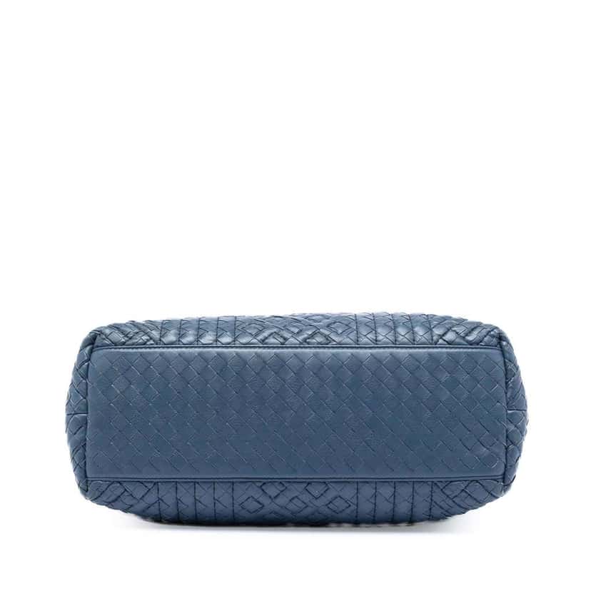 Bottega Veneta Medium Nappa Intrecciato Stitched Double Chain Tote Blue Leather Very good condition - Inside View