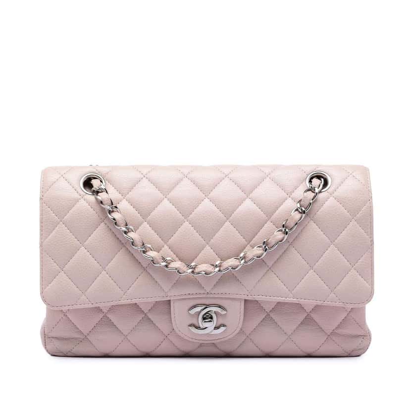 Chanel Medium Classic Caviar Double Flap Pink Leather Very good condition - Front View