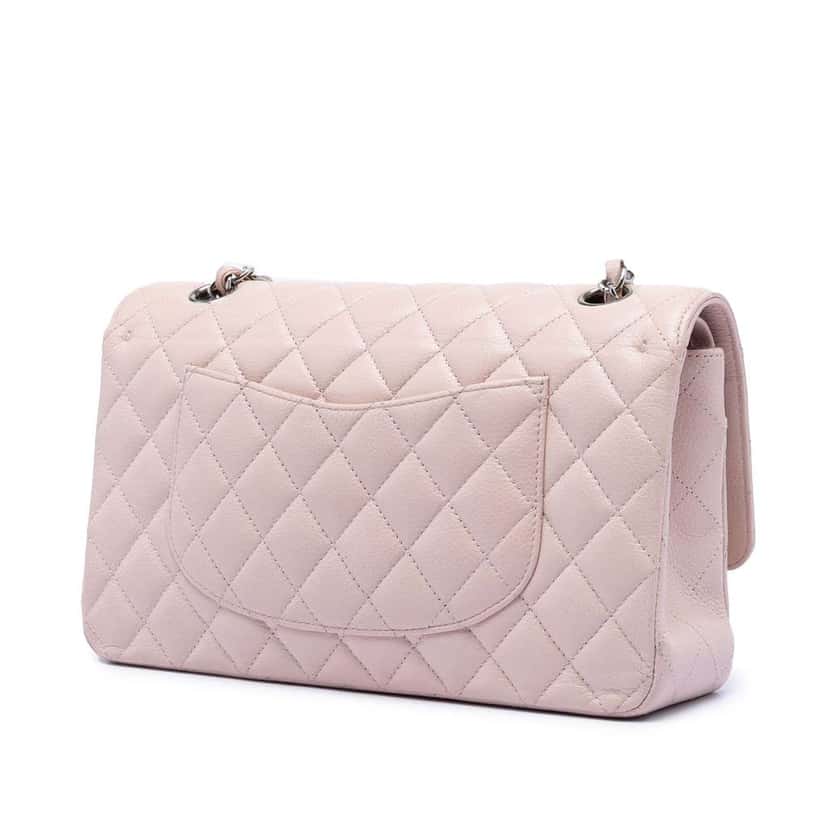 Chanel Medium Classic Caviar Double Flap Pink Leather Very good condition - Back View