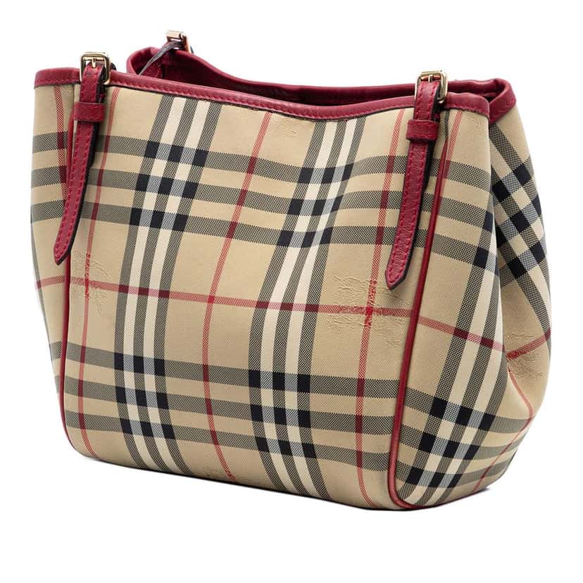 Burberry Small Haymarket Check Canvas Canterbury Tote Beige Canvas Very good condition - Back View