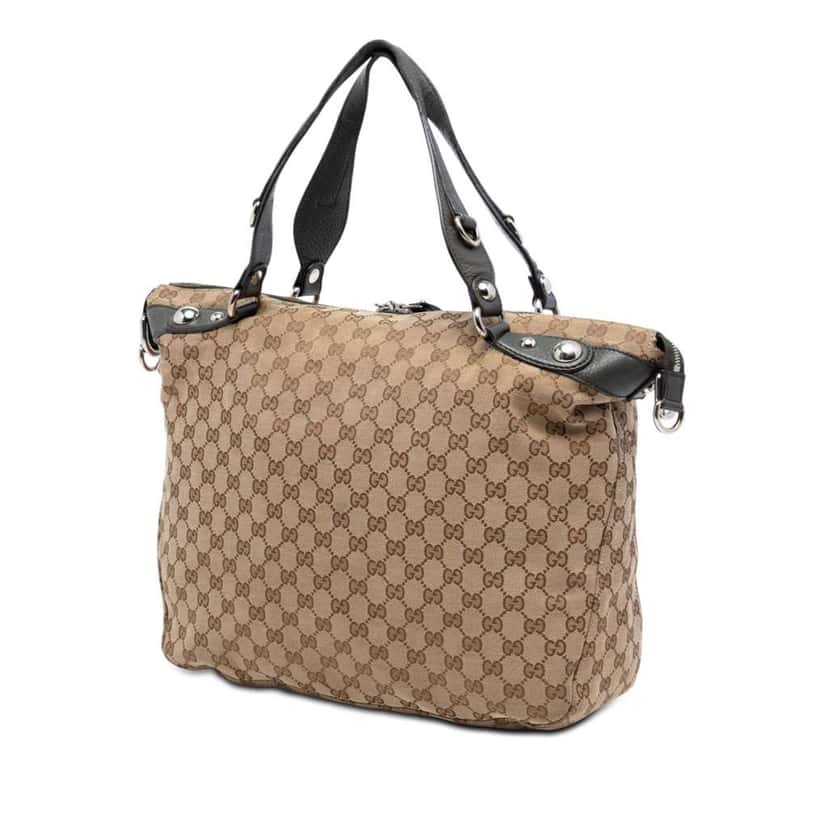 Gucci Large GG Canvas Icon Bit Satchel Beige Canvas Very good condition - Back View