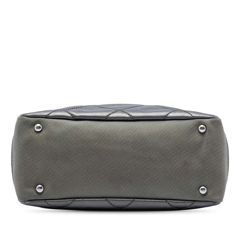 Chanel Small Bicolor Quilted Coated Canvas Paris Biarritz Tote Grey Canvas Very good condition - Inside View