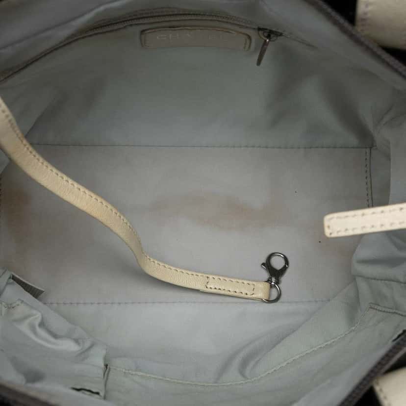 Chanel Small Bicolor Quilted Coated Canvas Paris Biarritz Tote Grey Canvas Very good condition - Model View