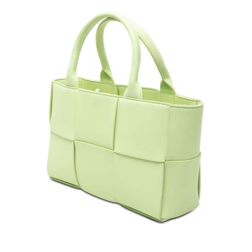 Bottega Veneta Mini Nappa Maxi Intrecciato Arco Tote Green Leather Very good condition - Back View