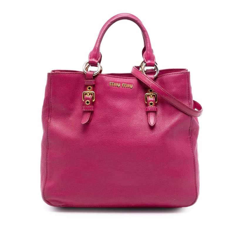 Miu Miu Goatskin Madras Satchel Pink Leather Very good condition - Front View