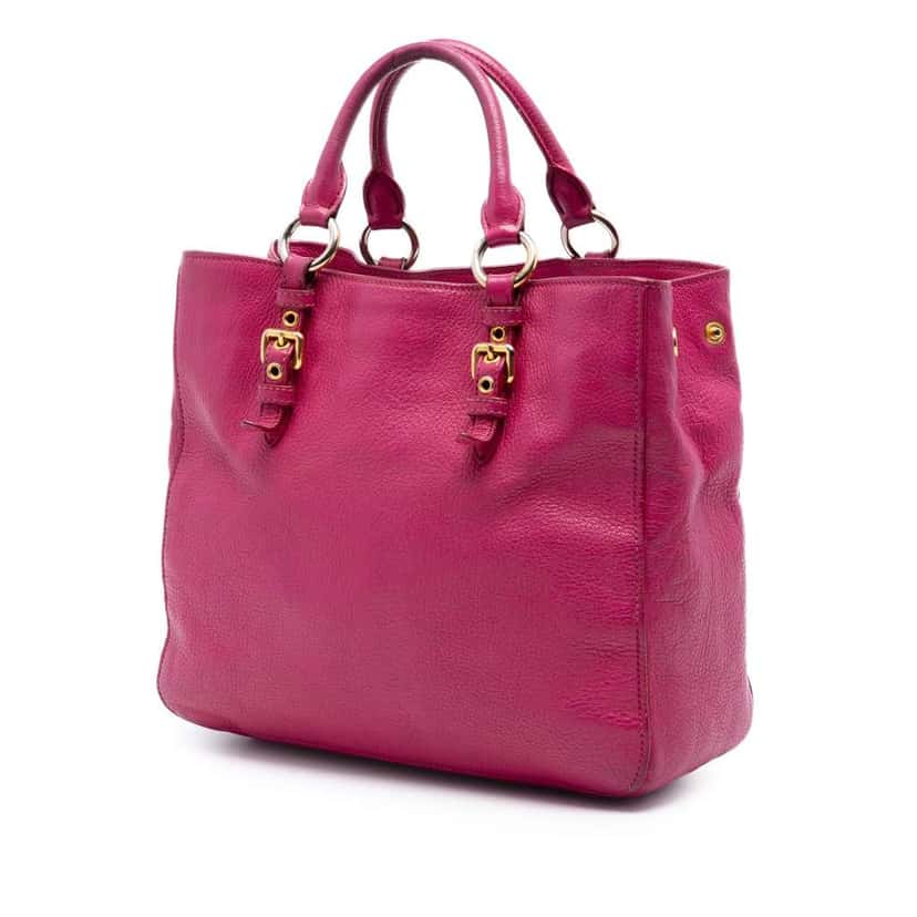 Miu Miu Goatskin Madras Satchel Pink Leather Very good condition - Back View
