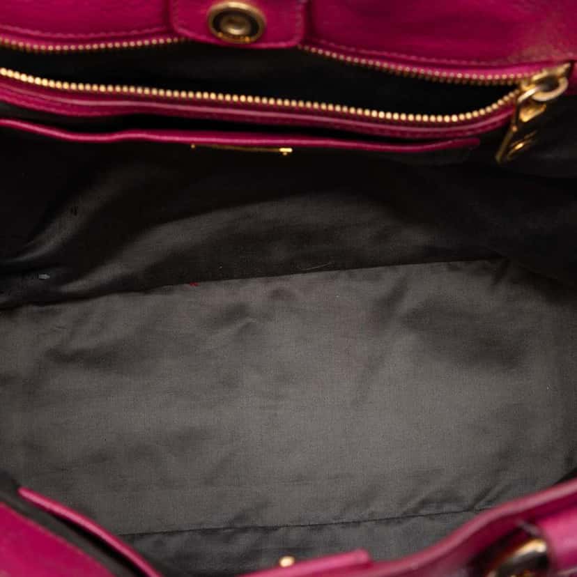 Miu Miu Goatskin Madras Satchel Pink Leather Very good condition - Model View