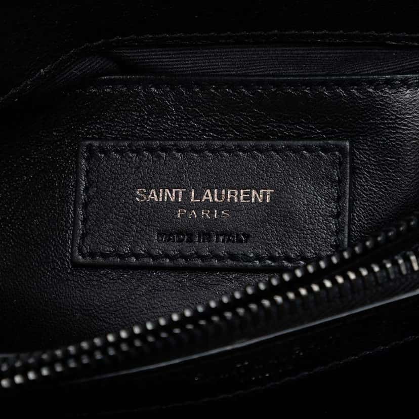 Saint Laurent Medium Chevron Sheepskin  Monogram Monochrome College Bag Black Leather Very good condition - Box View