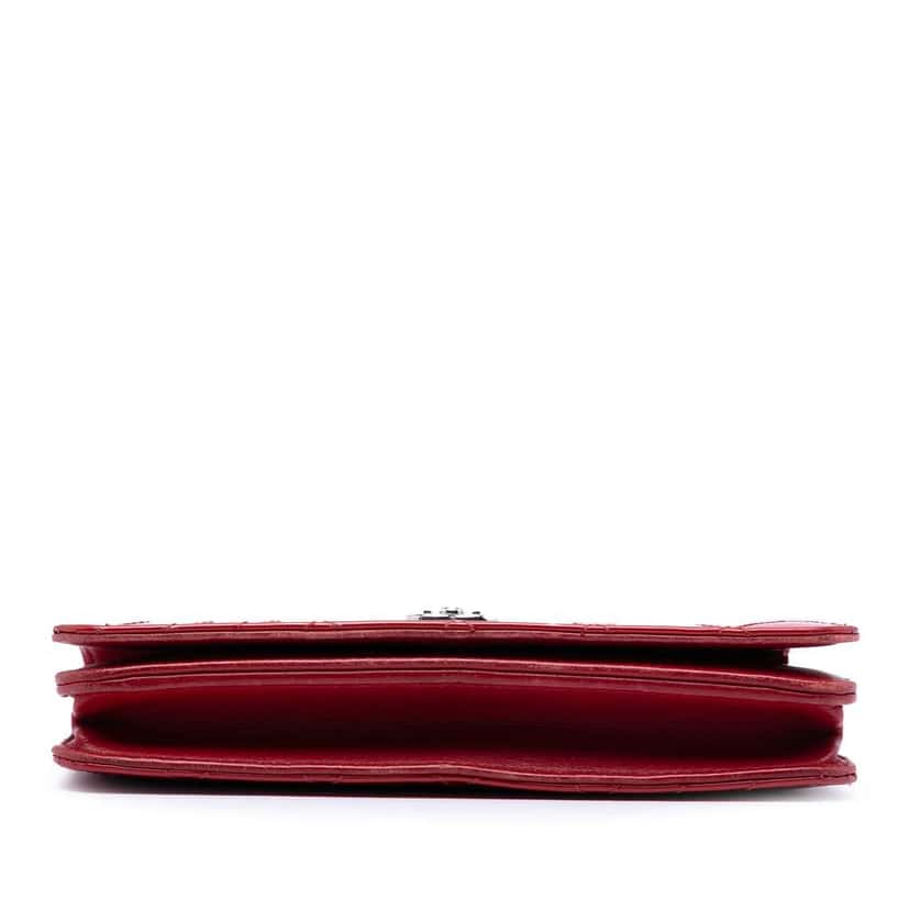 Chanel CC Quilted Patent Coco Boy Wallet On Chain Red Leather Very good condition - Inside View
