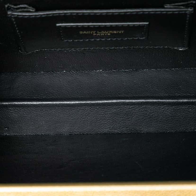 Saint Laurent Small Metallic Grain de Poudre Monogram Kate Box Chain Crossbody Gold Leather Very good condition - Model View