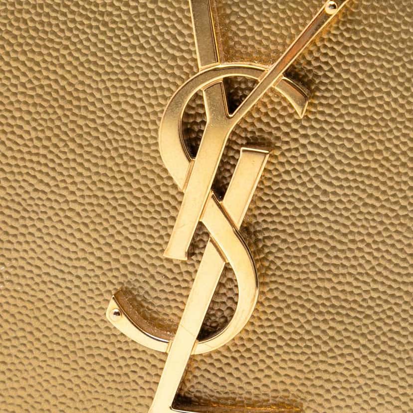 Saint Laurent Small Metallic Grain de Poudre Monogram Kate Box Chain Crossbody Gold Leather Very good condition - Box View