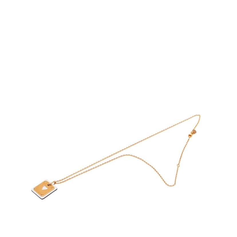 Hermès Small Rose Gold Plated Swift As de Coeur Pendant Necklace Pink Rose Gold Very good condition - Front View