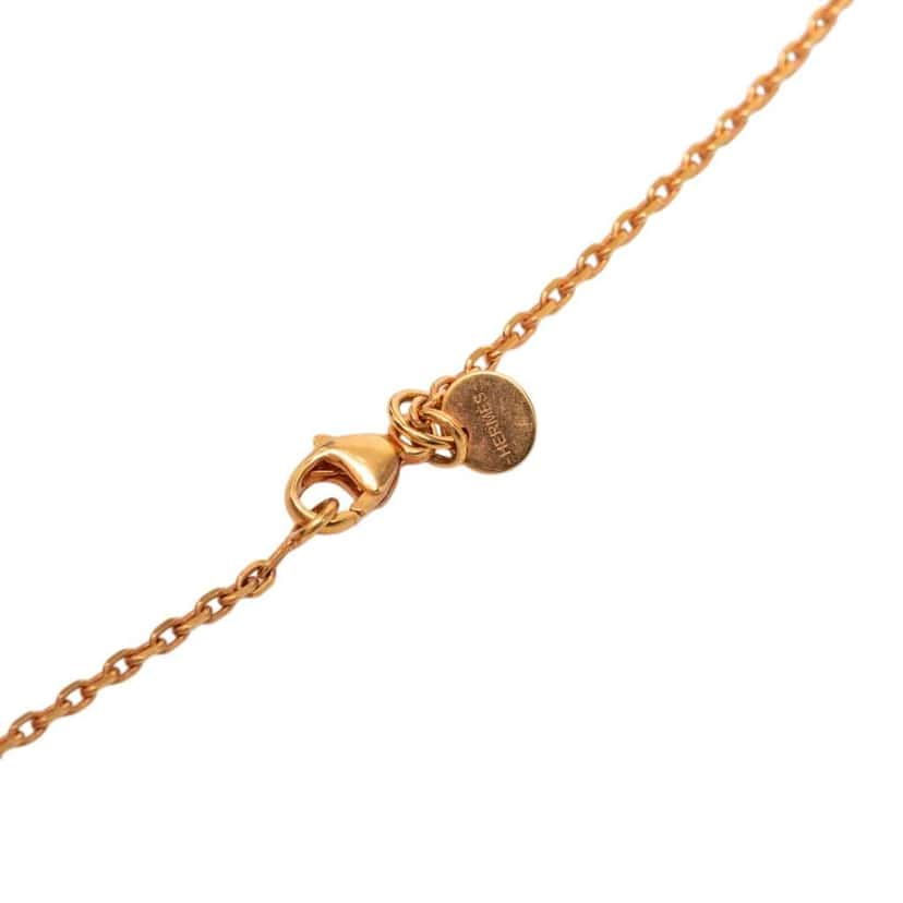 Hermès Small Rose Gold Plated Swift As de Coeur Pendant Necklace Pink Rose Gold Very good condition - Model View