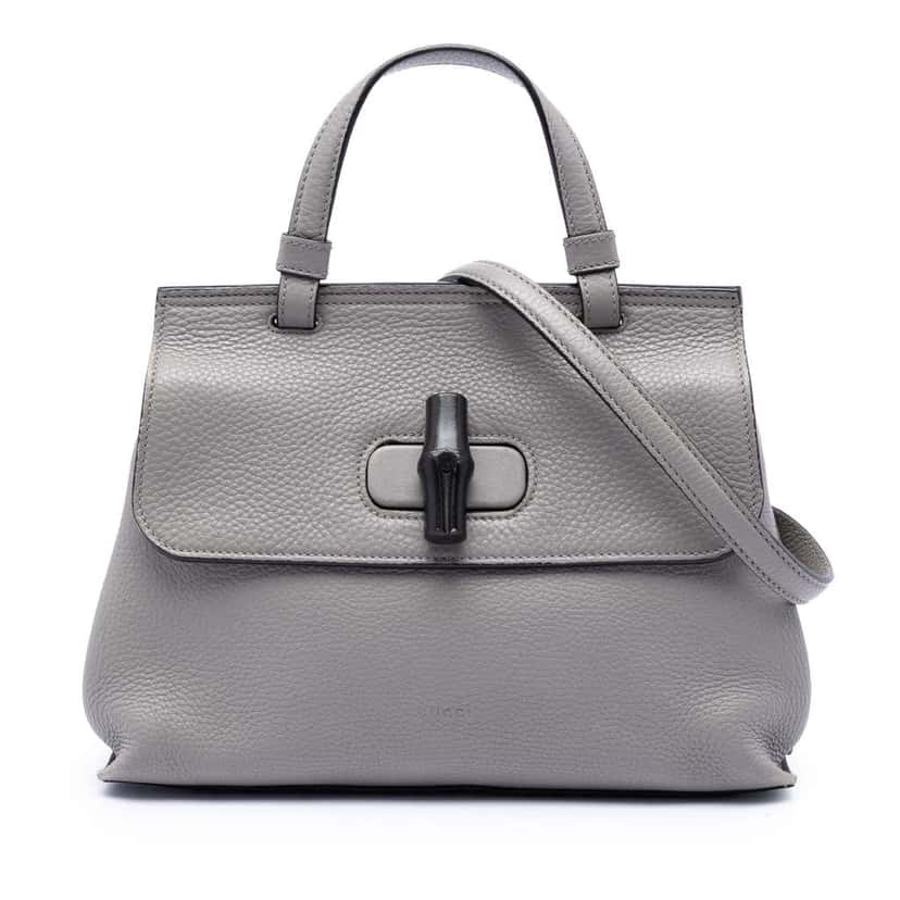 Gucci Small Leather Bamboo Daily Satchel Grey Leather Very good condition - Front View