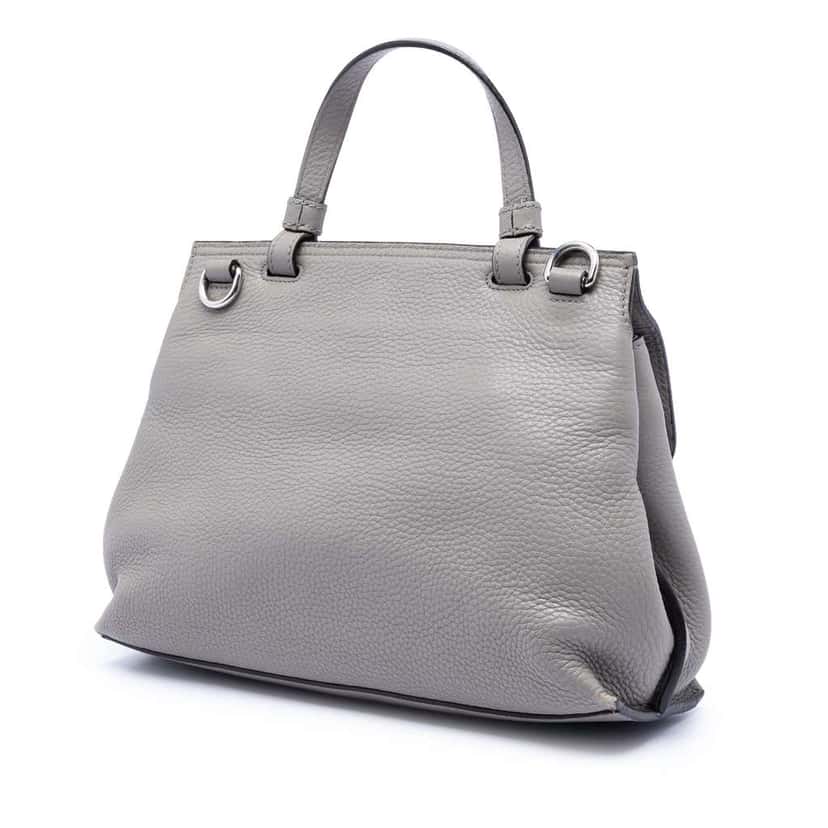 Gucci Small Leather Bamboo Daily Satchel Grey Leather Very good condition - Back View