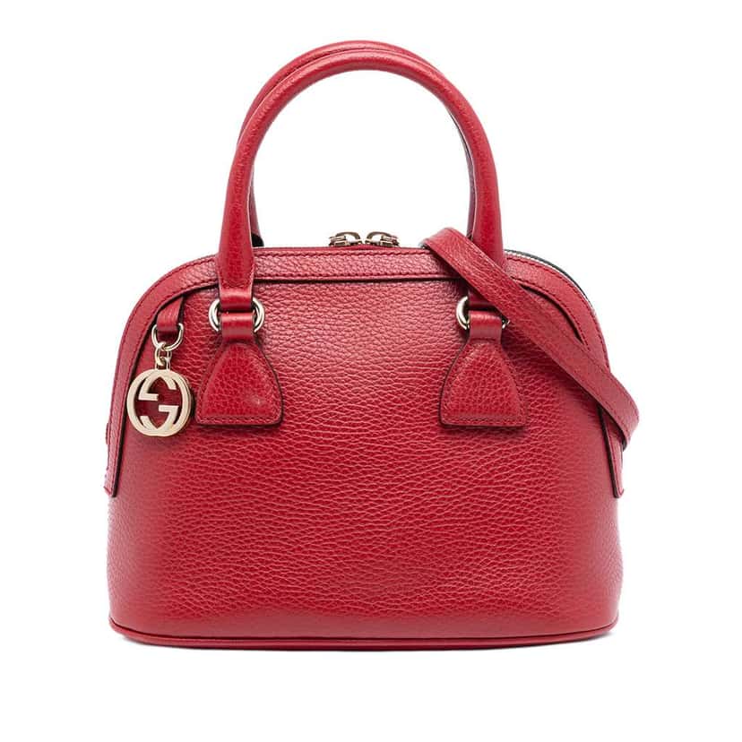 Gucci Mini Leather GG Charm Dome Satchel Red Leather Very good condition - Front View