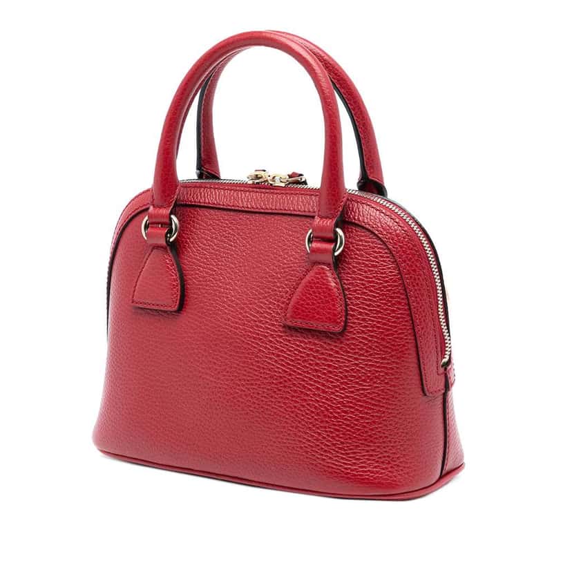 Gucci Mini Leather GG Charm Dome Satchel Red Leather Very good condition - Back View