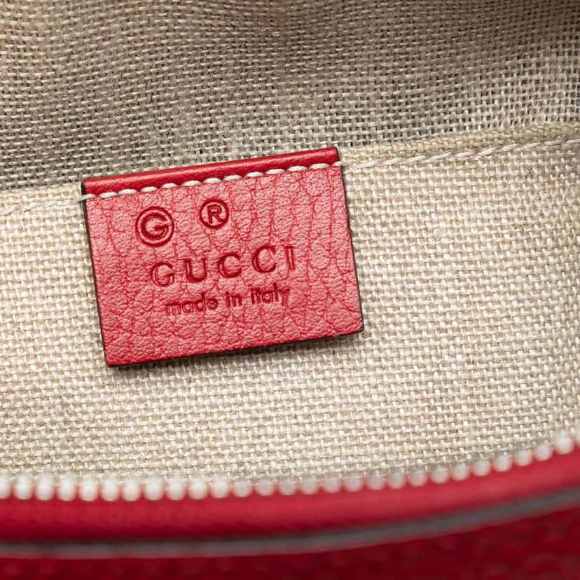 Gucci Mini Leather GG Charm Dome Satchel Red Leather Very good condition - Box View