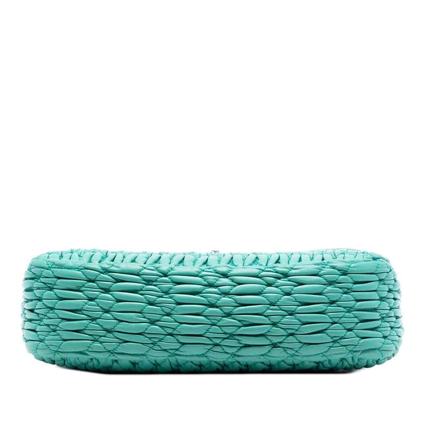 Miu Miu Matelasse Nappa Crystal Chain Crossbody Green Leather Very good condition - Inside View