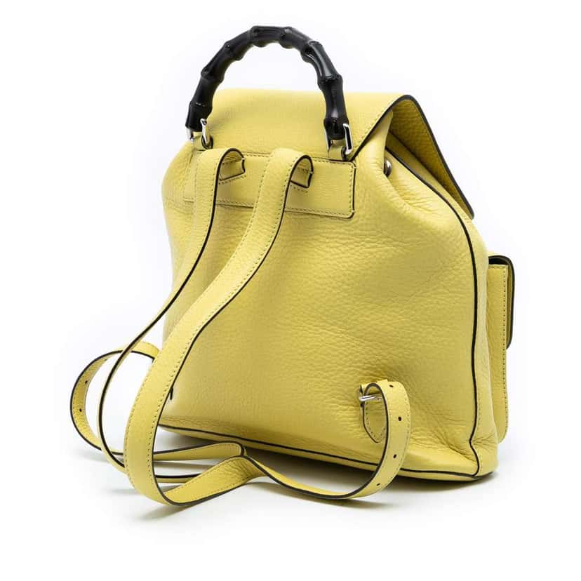 Gucci Leather Bamboo Tassel Backpack Yellow Leather Very good condition - Back View
