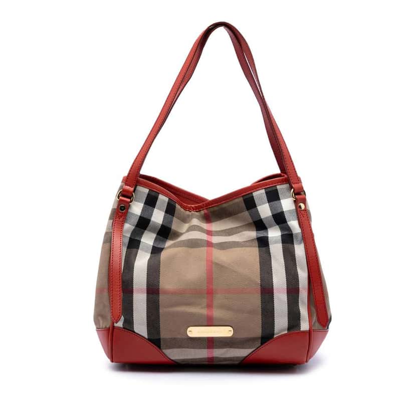 Burberry Small House Check Canvas Canterbury Tote Brown Canvas Very good condition - Front View