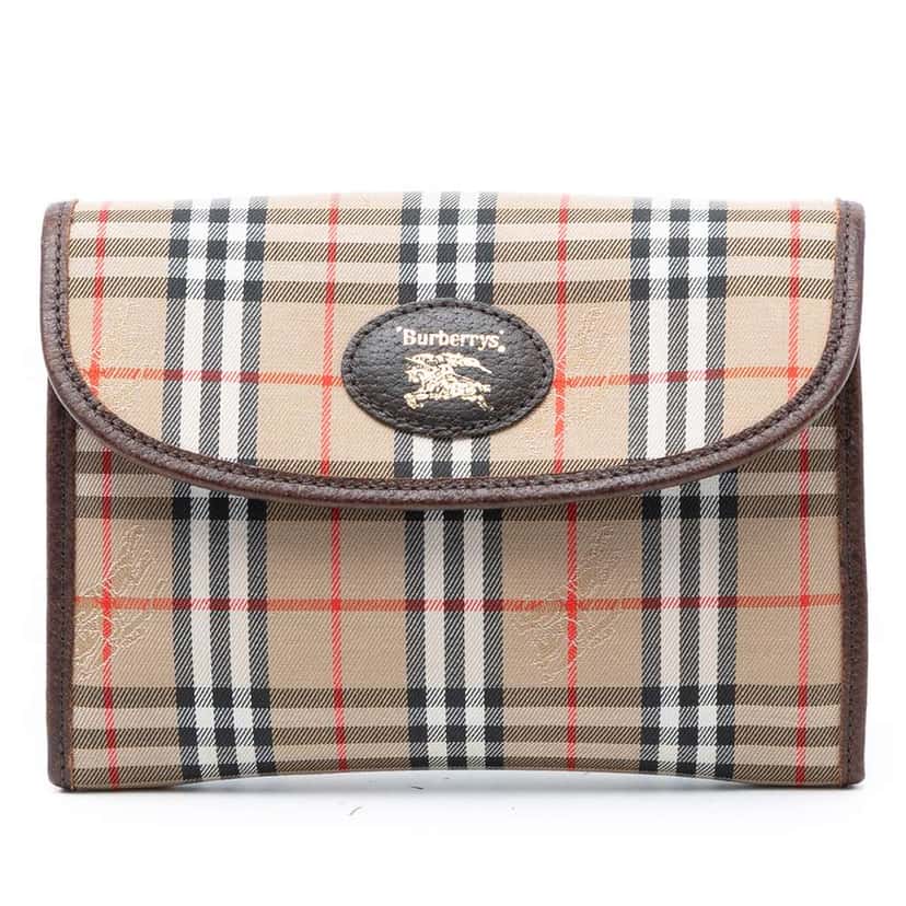 Burberry Haymarket Check Canvas Clutch Beige Canvas Very good condition - Front View