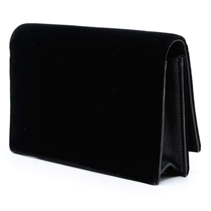 Saint Laurent Velvet Crystal Monogram Kate Tassel Wallet on Chain Black Velvet Very good condition - Back View