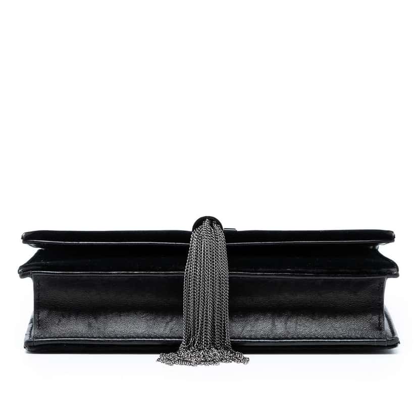Saint Laurent Velvet Crystal Monogram Kate Tassel Wallet on Chain Black Velvet Very good condition - Inside View